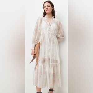 All Saints Women's Nisha Kouri Floral Button Front Maxi Dress White Size 2